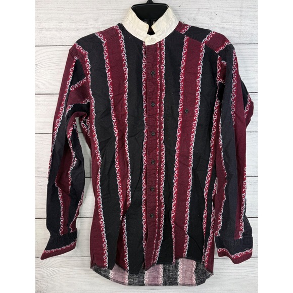 Wrangler Other - Wrangler X Long Tails‎ Western Shirt Black Burgundy Chain Print Mens 14 1/2 x 33